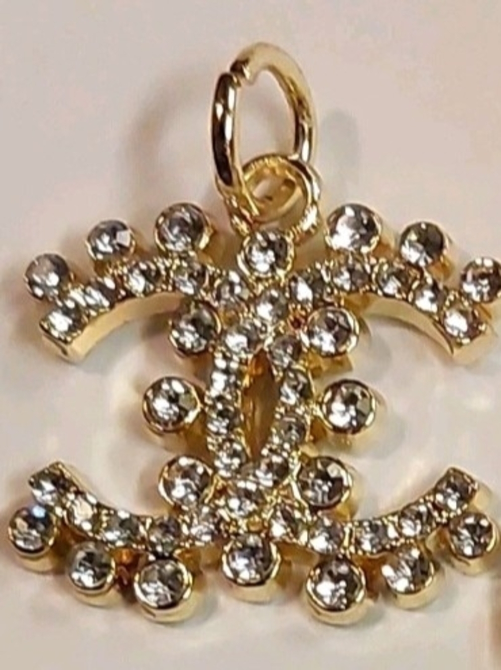 CC Boutique Gold-Tone Crystal Interlock Pendant Necklace